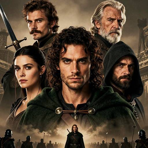 Medieval Movie Poster with Intense Characters