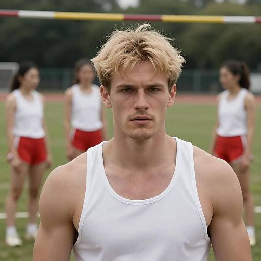 Athletic Man in Focus with Pole Vault