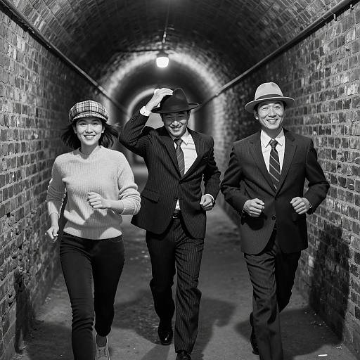 Joyful Run Through a Vintage Tunnel