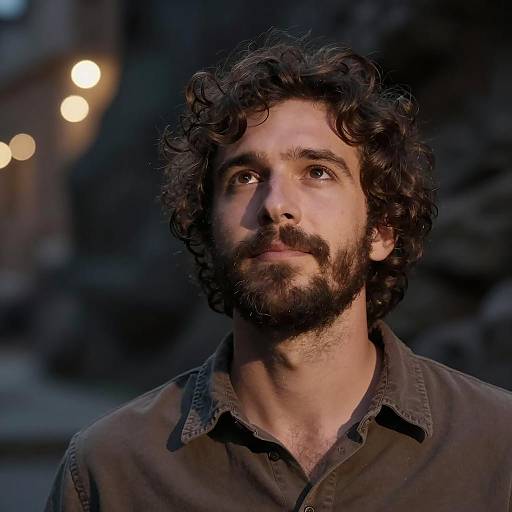 Hopeful Man Amidst Dark Surroundings