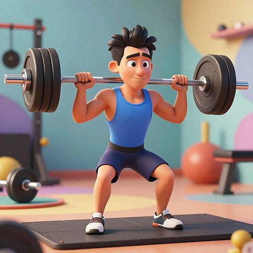 Surreal Animated Weights Lifting Scene