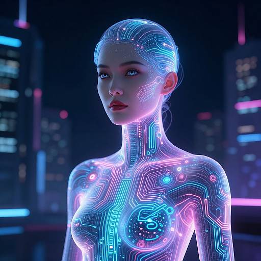 Futuristic Neon Cyberpunk Woman
