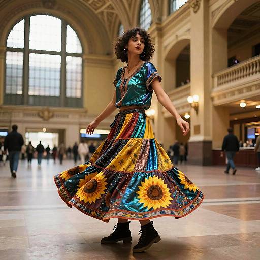 Non-Binary Street Poet in Boho Skirt