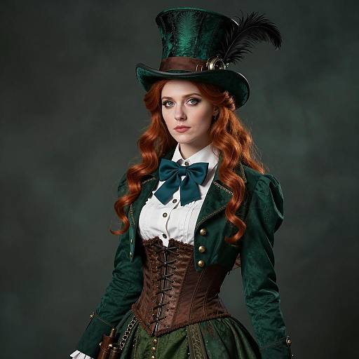 Victorian Steampunk Woman in Teal Costume
