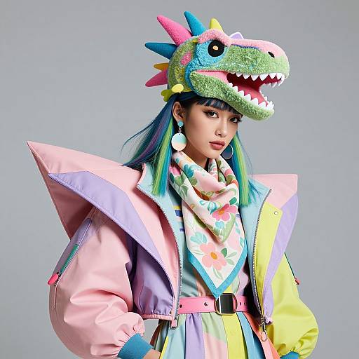 Futuristic Pastel Dinosaur Fashion