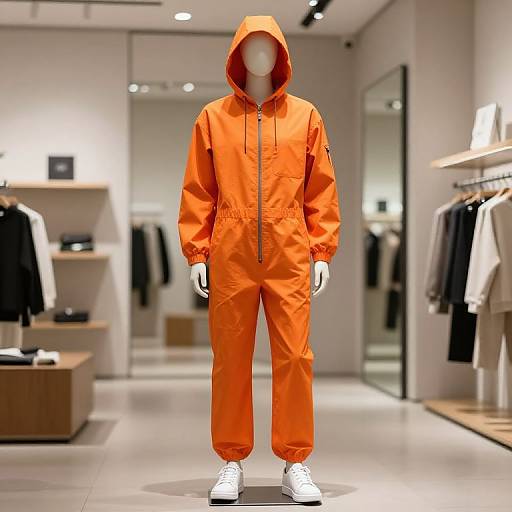 Futuristic Mannequin in Orange Jumpsuit
