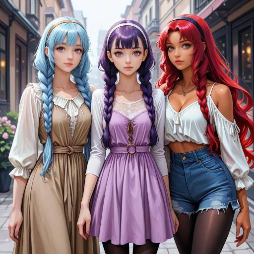 Diverse Girls with Unique Hairstyles