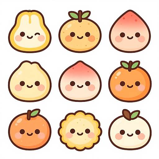 Cheerful Cute Cartoon Food Characters