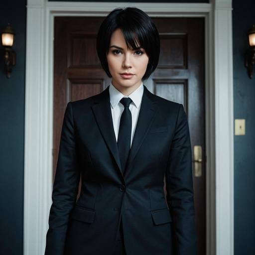 Confident Woman in Dark Suit