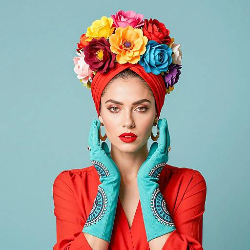 Vibrant Floral Headpiece Portrait