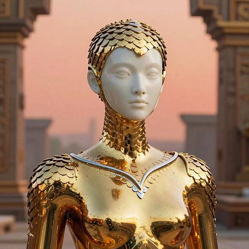 Golden Chrome Exoskeleton Guardian