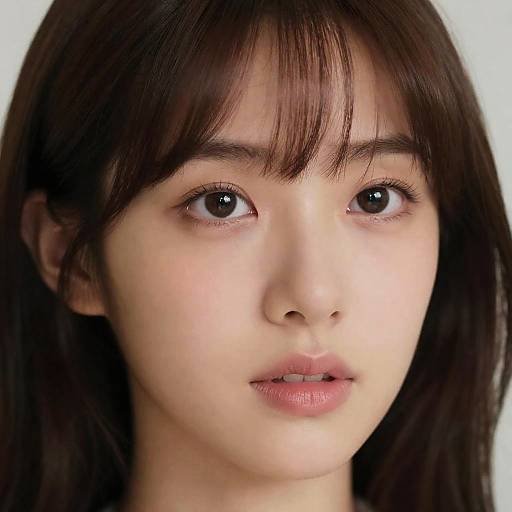 Close-up portrait of young woman with brown hair