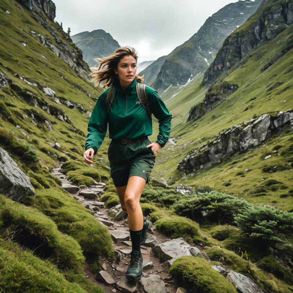 Athletic Explorer on Rugged Mountain Trail