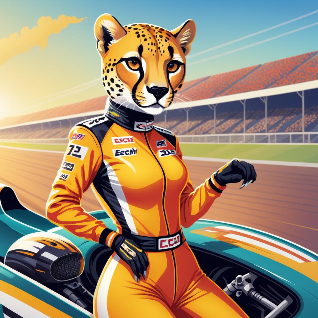 Vibrant Ecchi Cheetah Racing Illustration