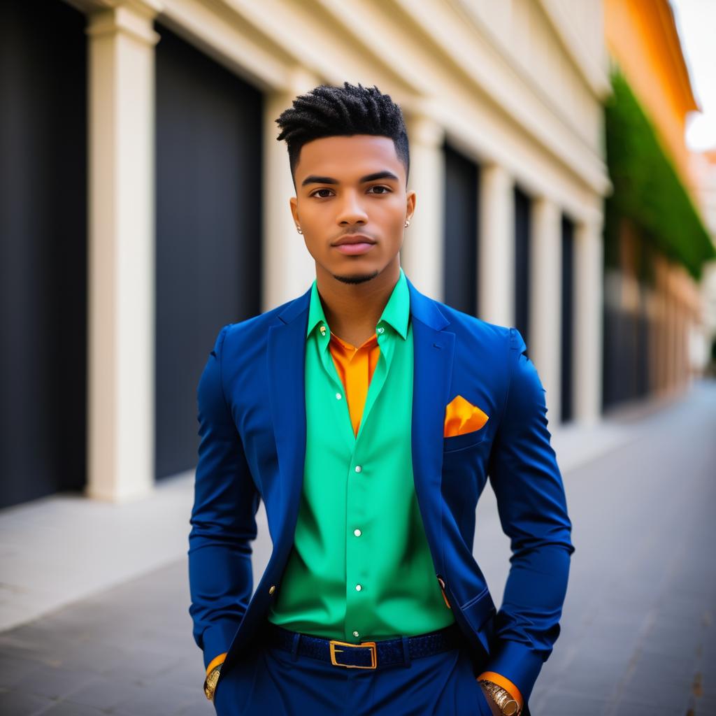 Stylish Young Man Portrait with Bold Colors