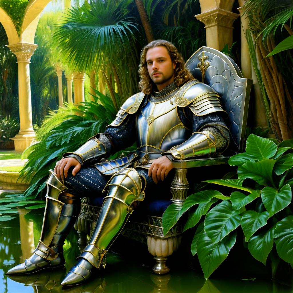 Epic Knight Portrait in Lush Oasis