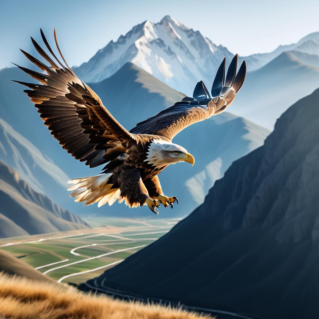 Majestic Eagle Soaring Over Mountains