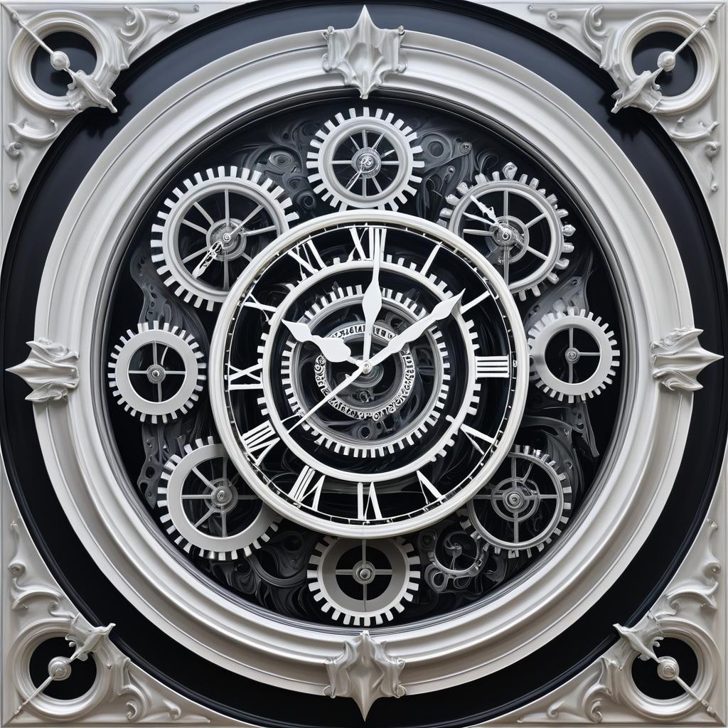 Surreal Monochrome Vintage Clock Art