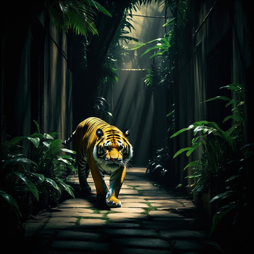 Fierce Tiger in Jungle Alley