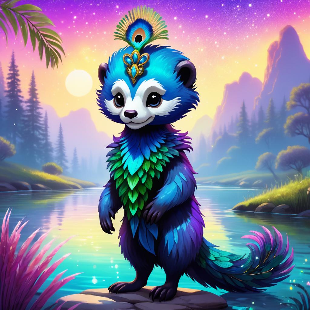 Mystical Jester Otter with Peacock Tails