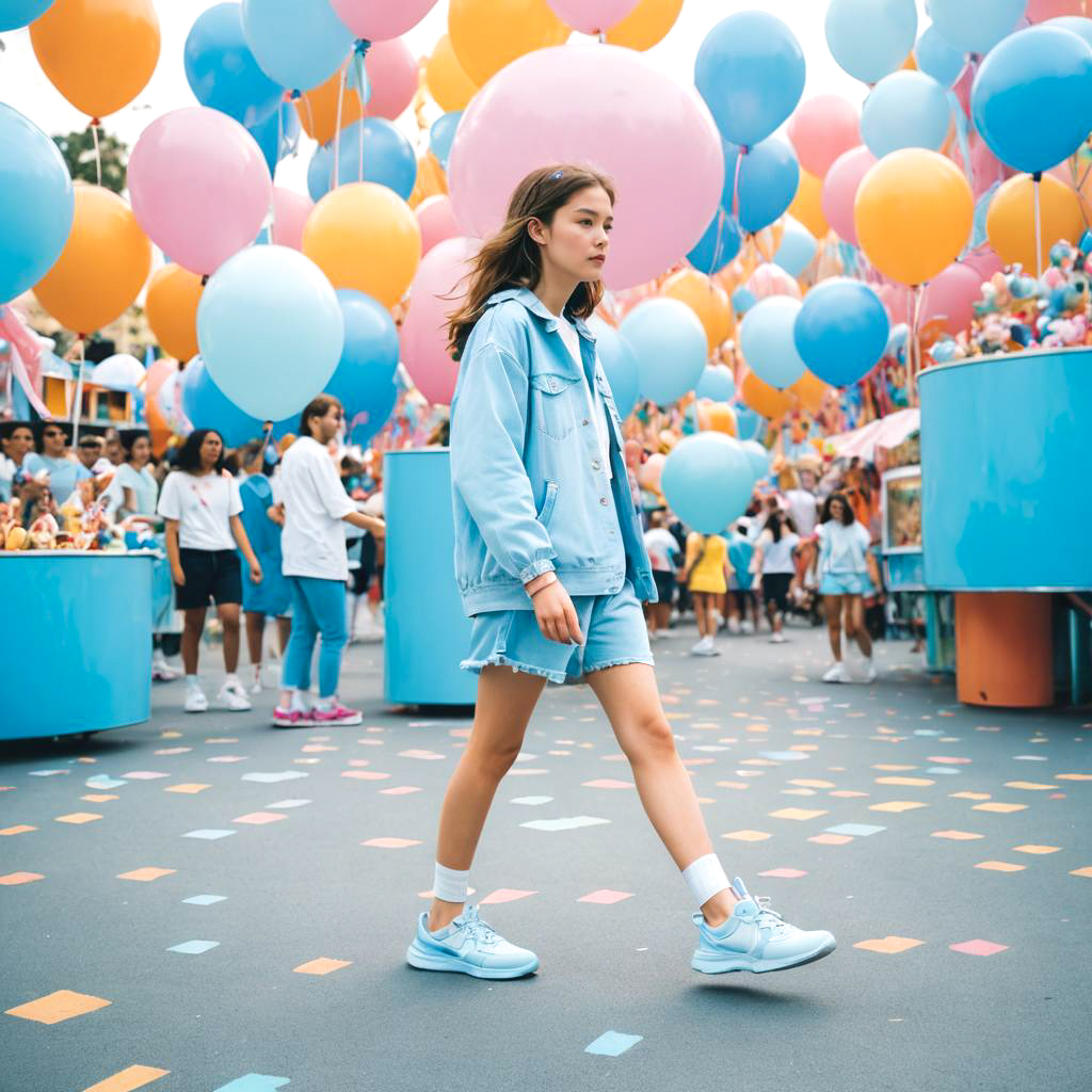 Teenage Girl at a Colorful Carnival