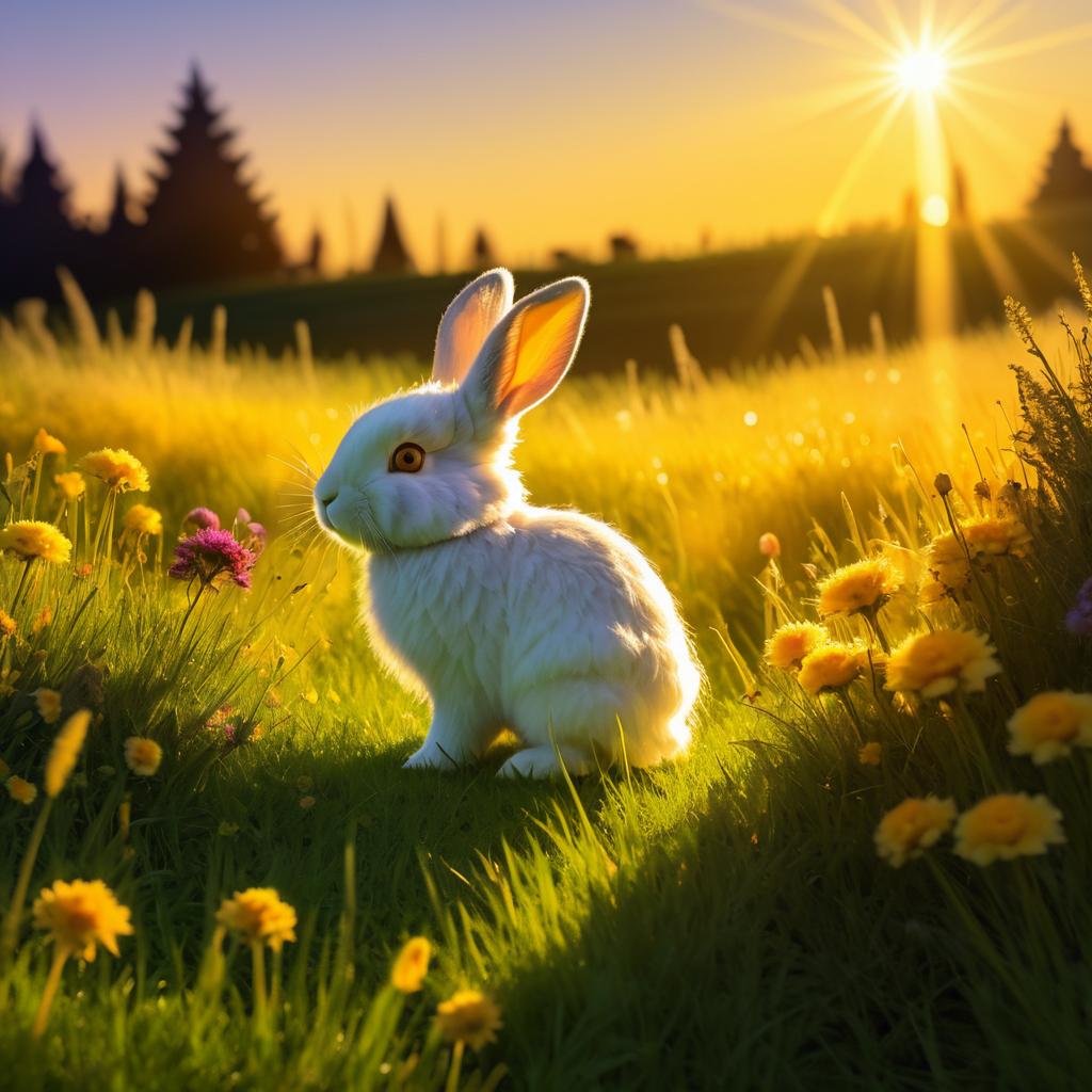 Whimsical Rabbit in a Sunlit Meadow