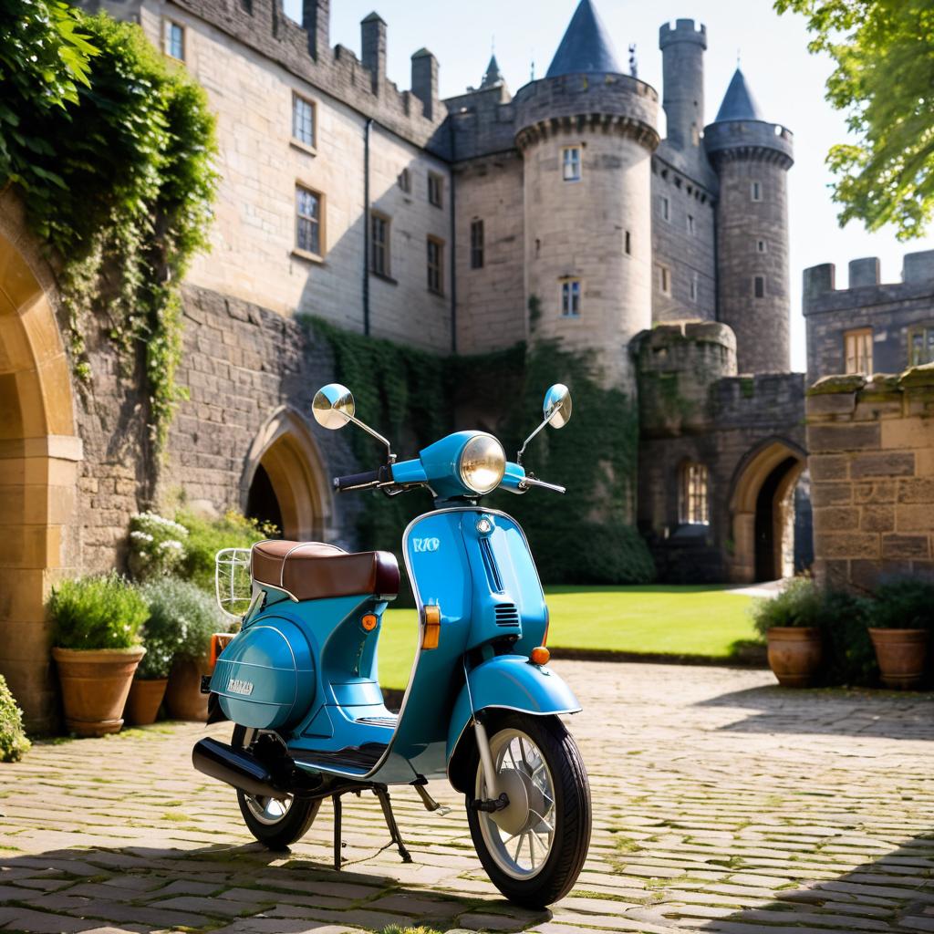 Classic Moped in Historic Castle Setting