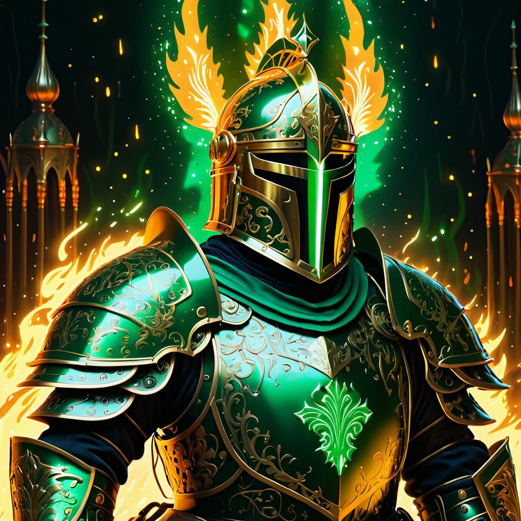 Epic Knight in Fiery Armor Artwork