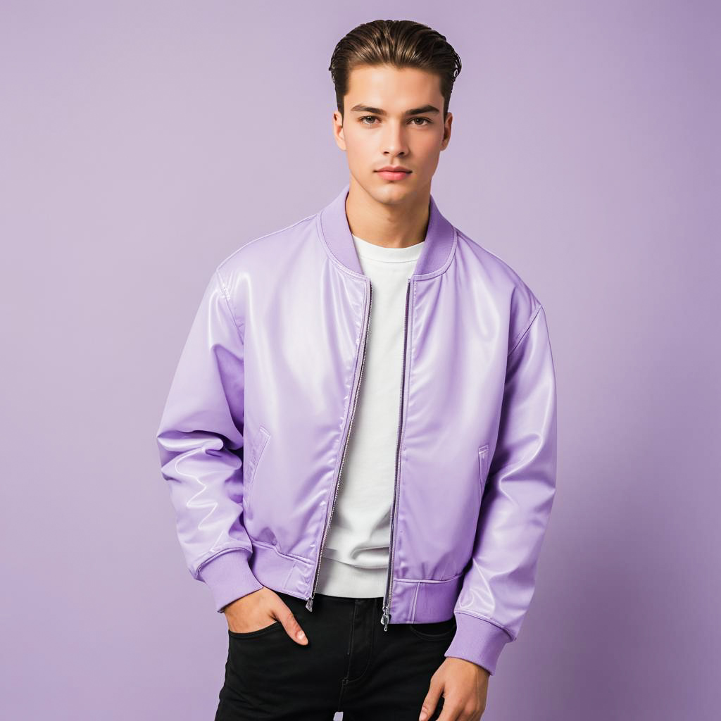 Confident Teenage Boy in Lilac Backdrop