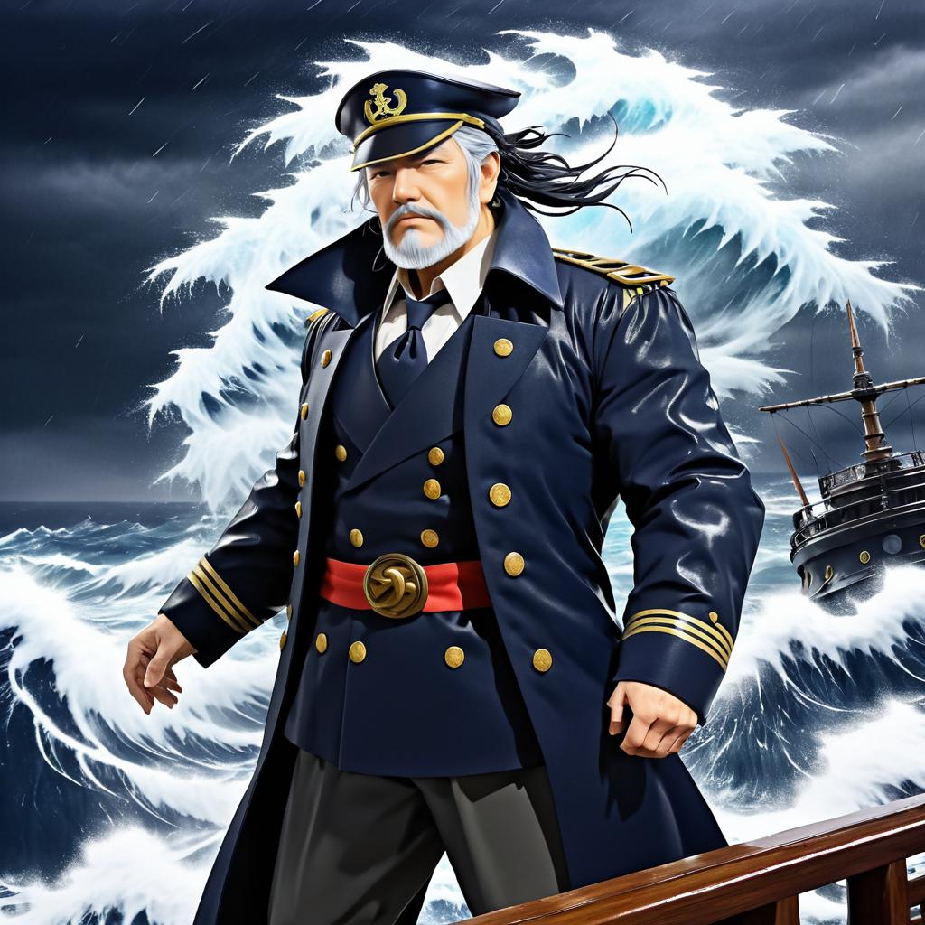 Epic Sea Captain Amidst Raging Storm