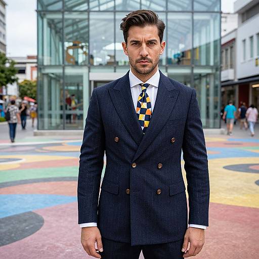 Stylish Man in Urban Pinstripe Fashion