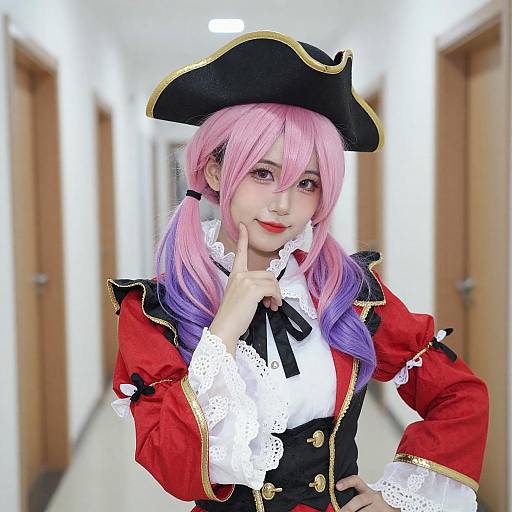 Pirate Cosplay Woman with Pink Hair