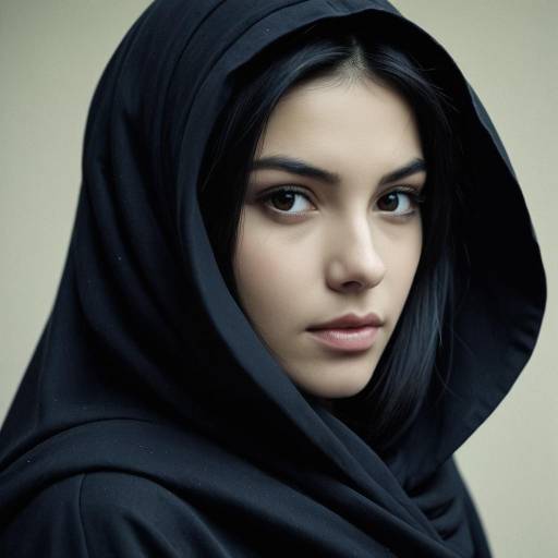 Portrait of Woman in Black Abaya with Hood