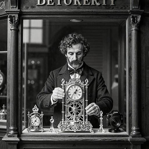 Victorian Inventor Adjusting Ornate Clockwork