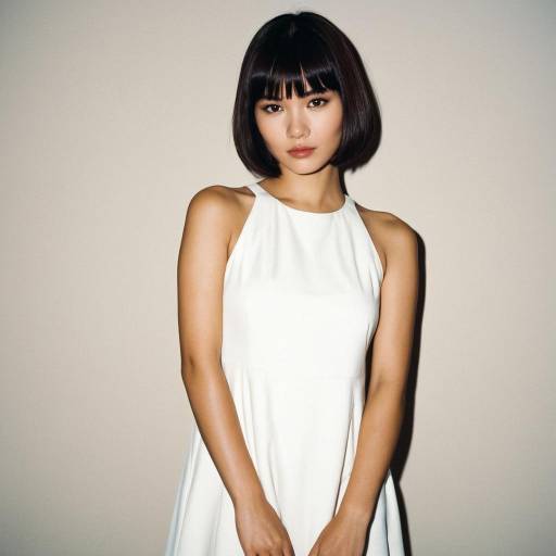 Asian Woman in White Sleeveless Dress