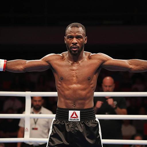 Intense Boxer in Dimly Lit Ring