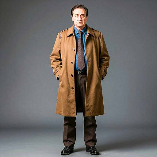 Middle-Aged Man in Brown Coat