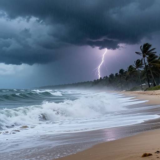 Stormy Beach with Crashing Waves