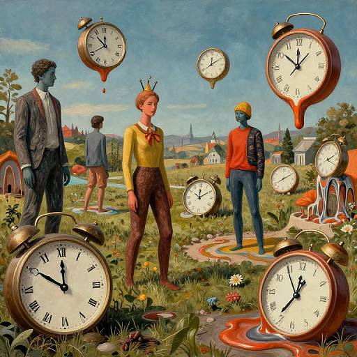 Surreal Landscape with Melting Clocks