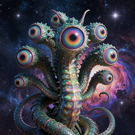 Surreal Many-Eyed Hydra Fantasy