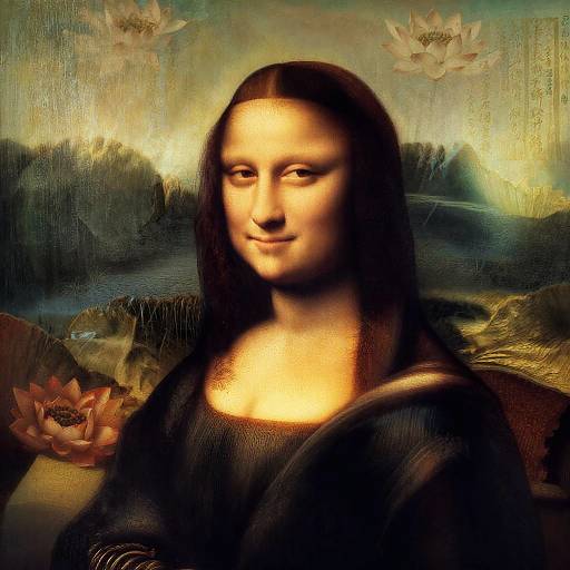 Elegant Asian Mona Lisa Portrait
