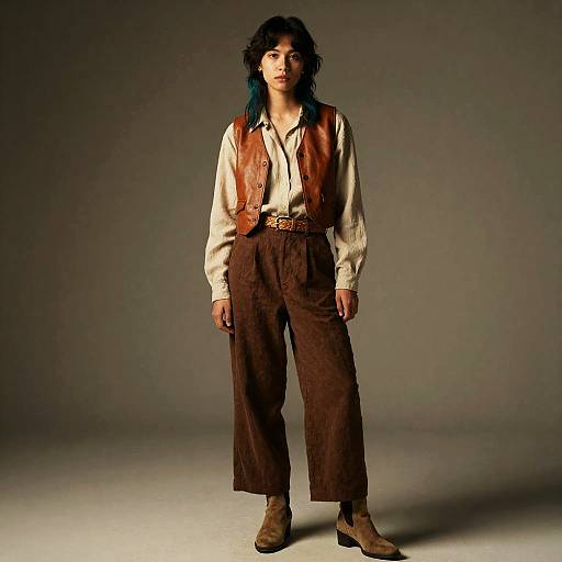 Androgynous Neo-Noir Mullet Character Portrait