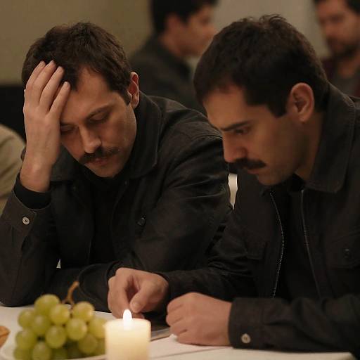 Intense Moment: Two Men at Table