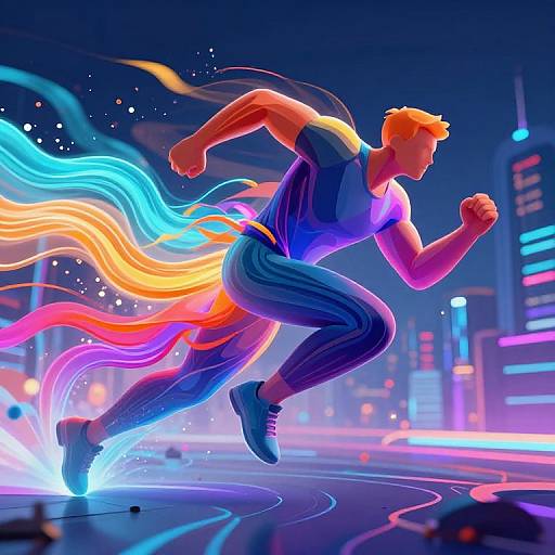 Vibrant Abstract Motivators in Futuristic City