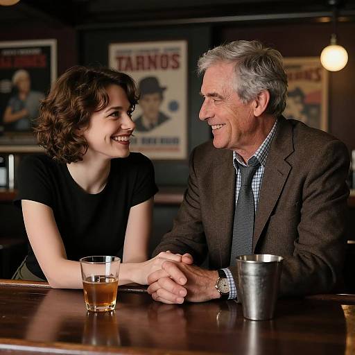 Romantic Encounter in a Dimly Lit Bar