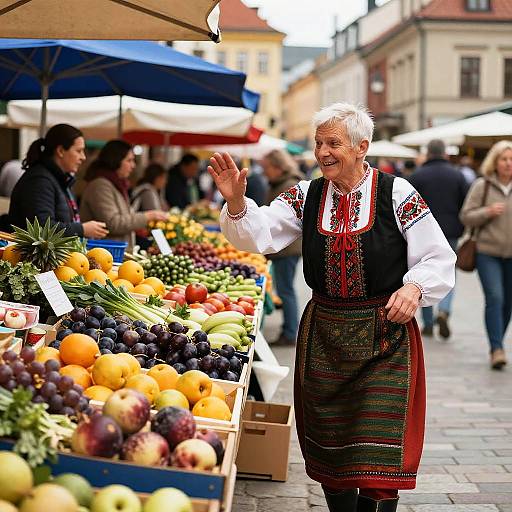 Lively Polish Market Street Scene