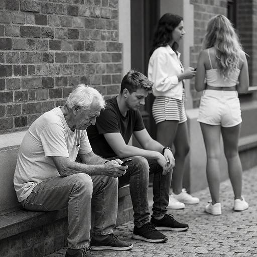 Candid Black-and-White Urban Street Scene