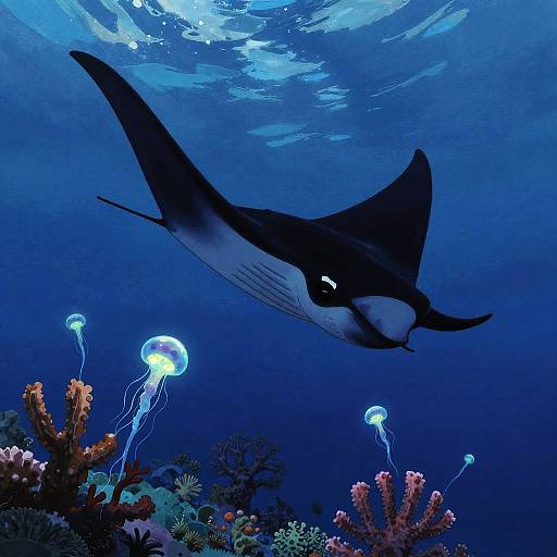 Moonlit Manta Ray Spirit Silhouette