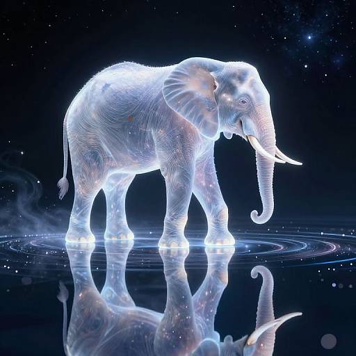 Luminous Elephant in Celestial Dreamscape