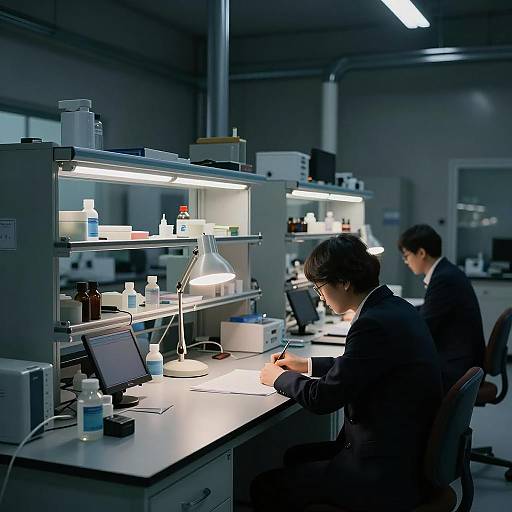 Industrial Laboratory with Researchers at Workstations